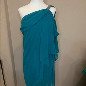 Elegant Teal One-Shoulder Dress